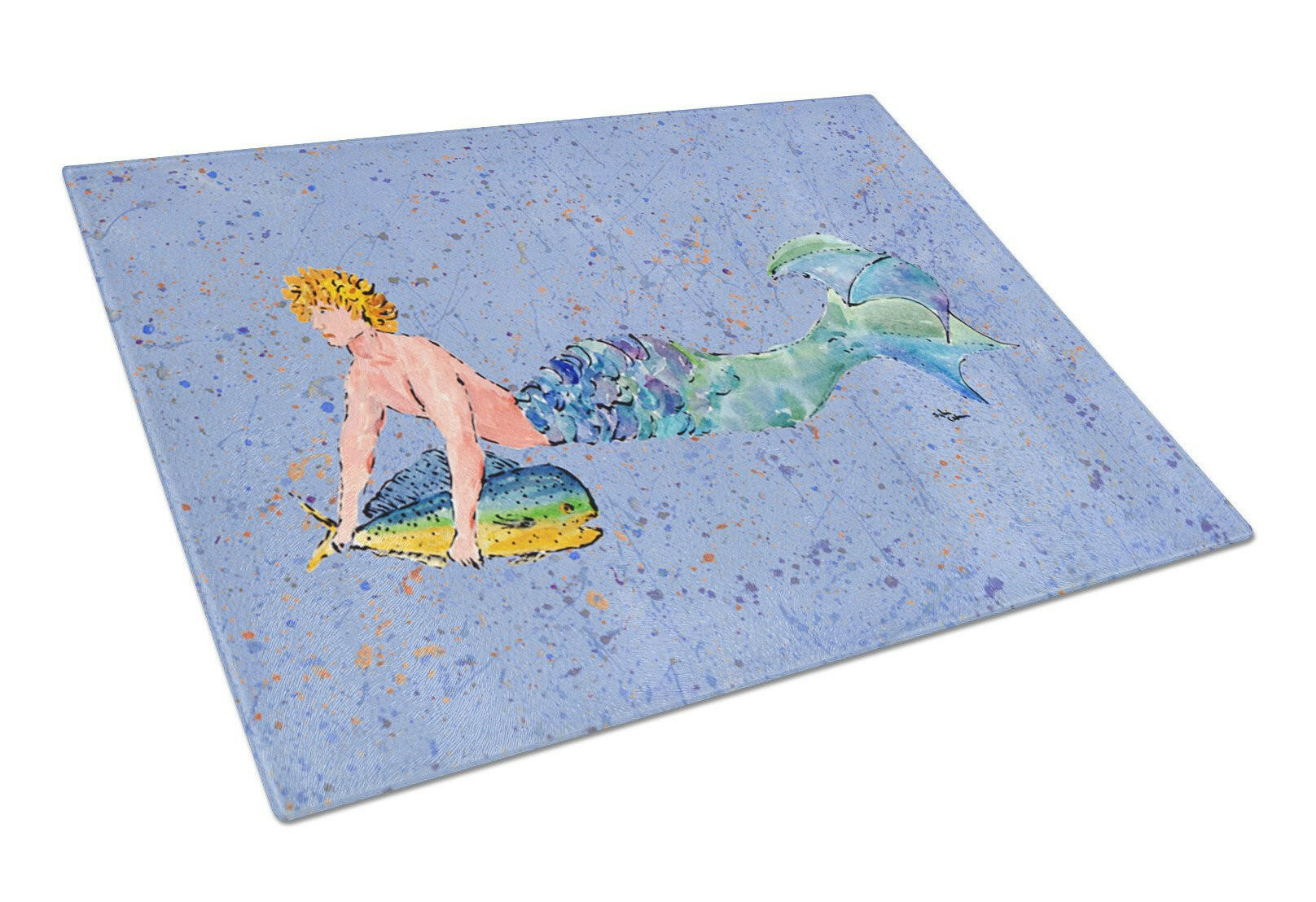 Merman  Glass Cutting Board Large by Caroline's Treasures