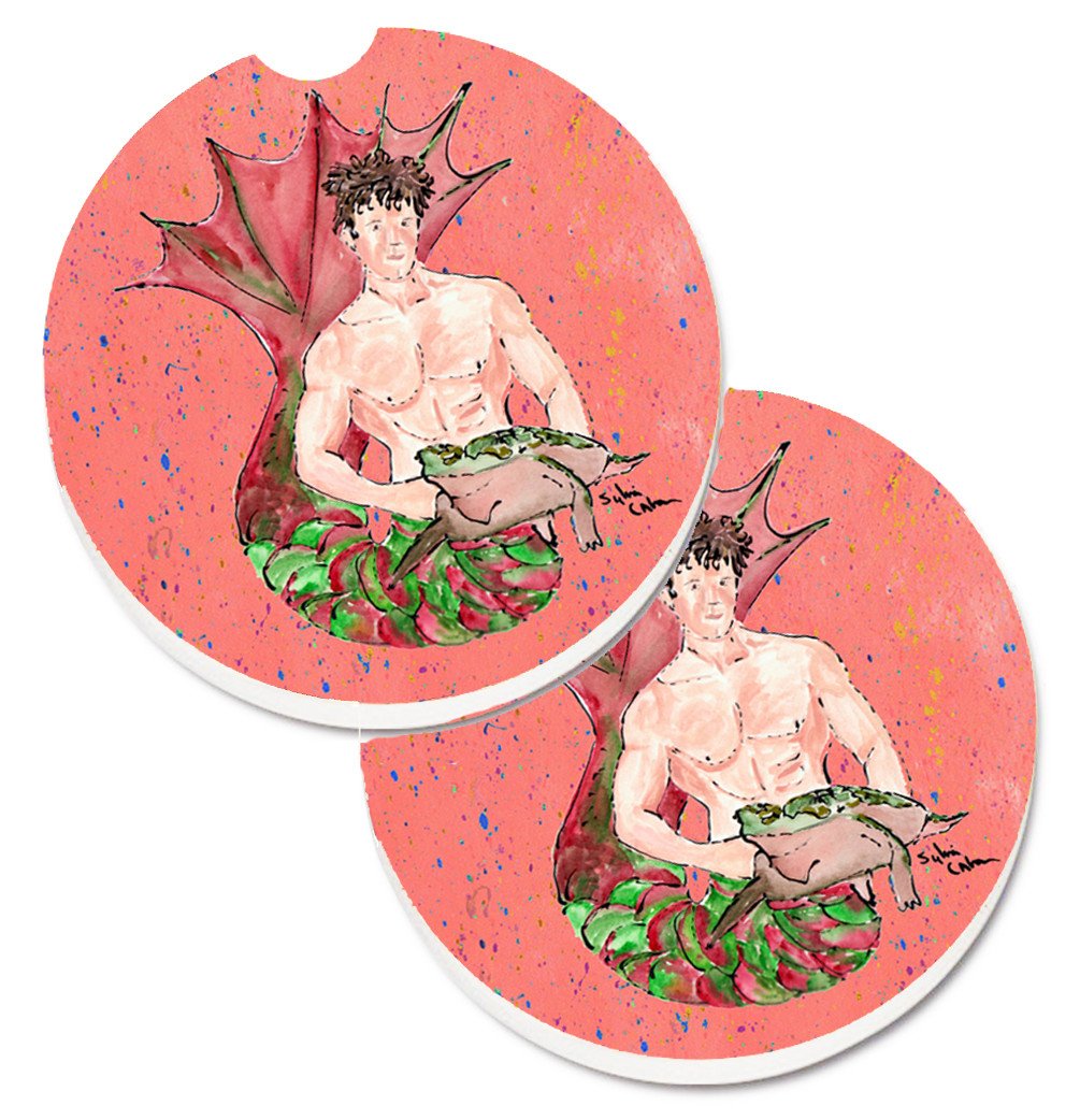 Merman Set of 2 Cup Holder Car Coasters 8348CARC by Caroline's Treasures