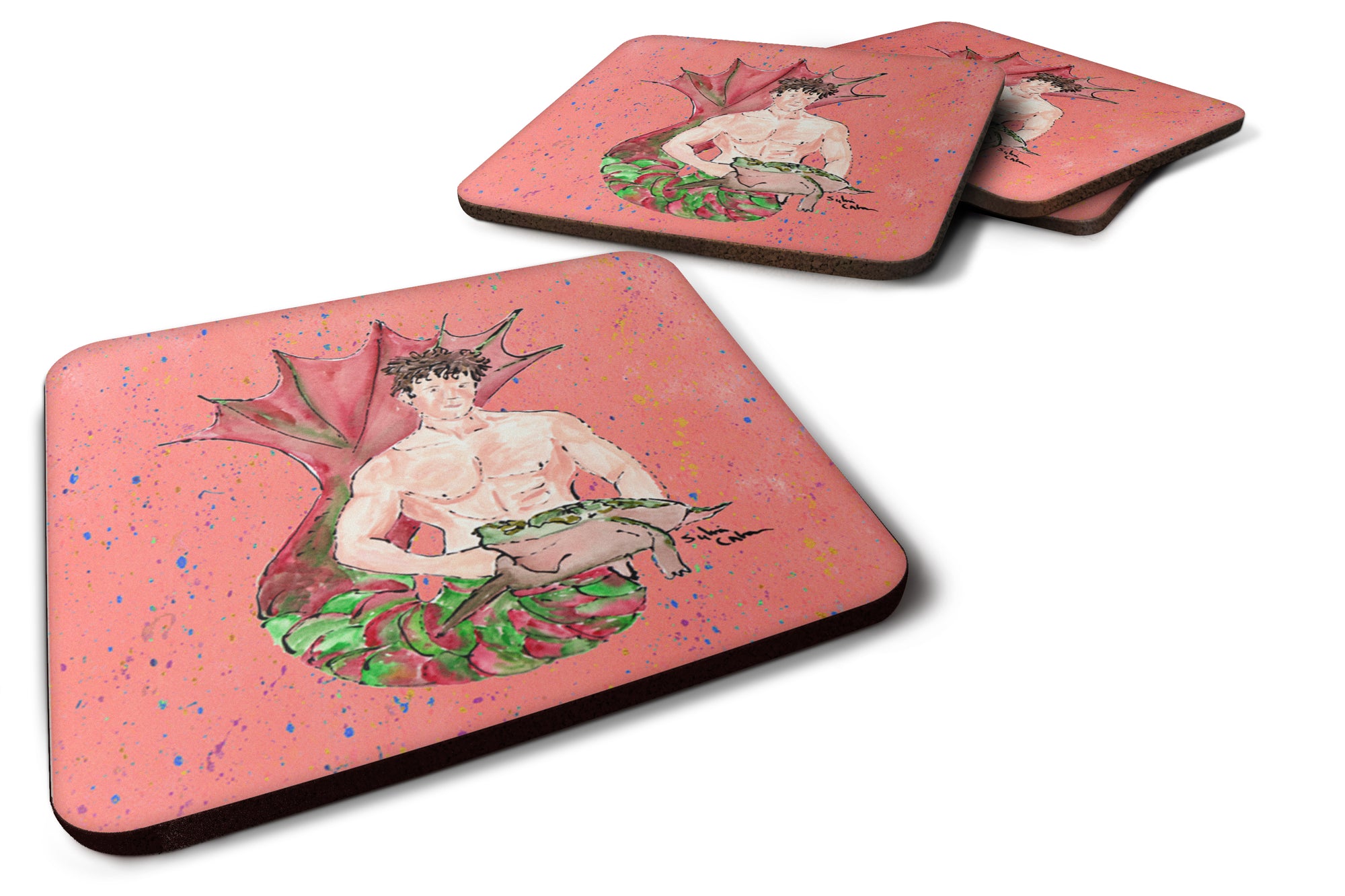 Set of 4 Merman Foam Coasters - the-store.com