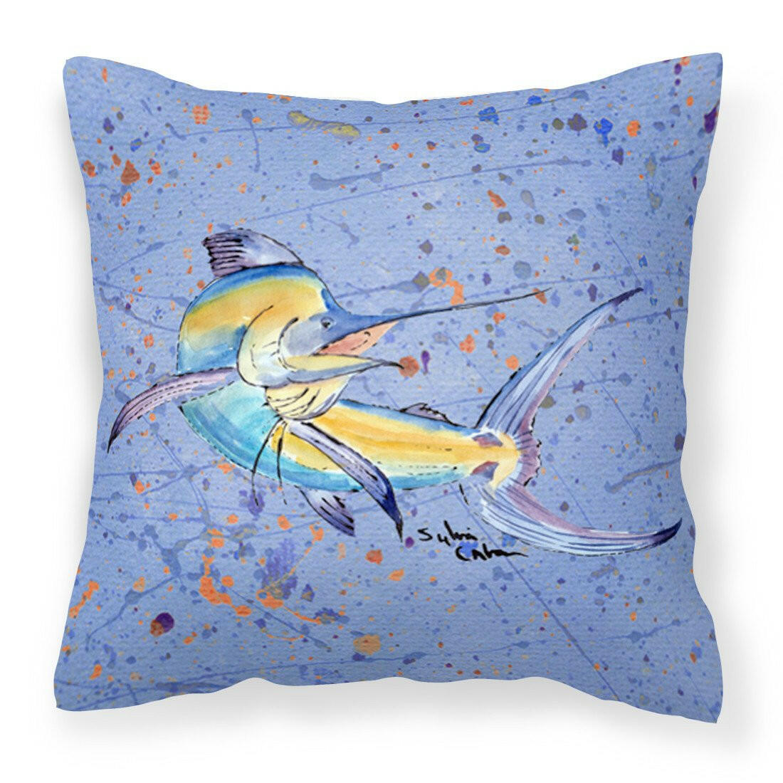 Blue Marlin Fabric Decorative Pillow 8350PW1414 - the-store.com