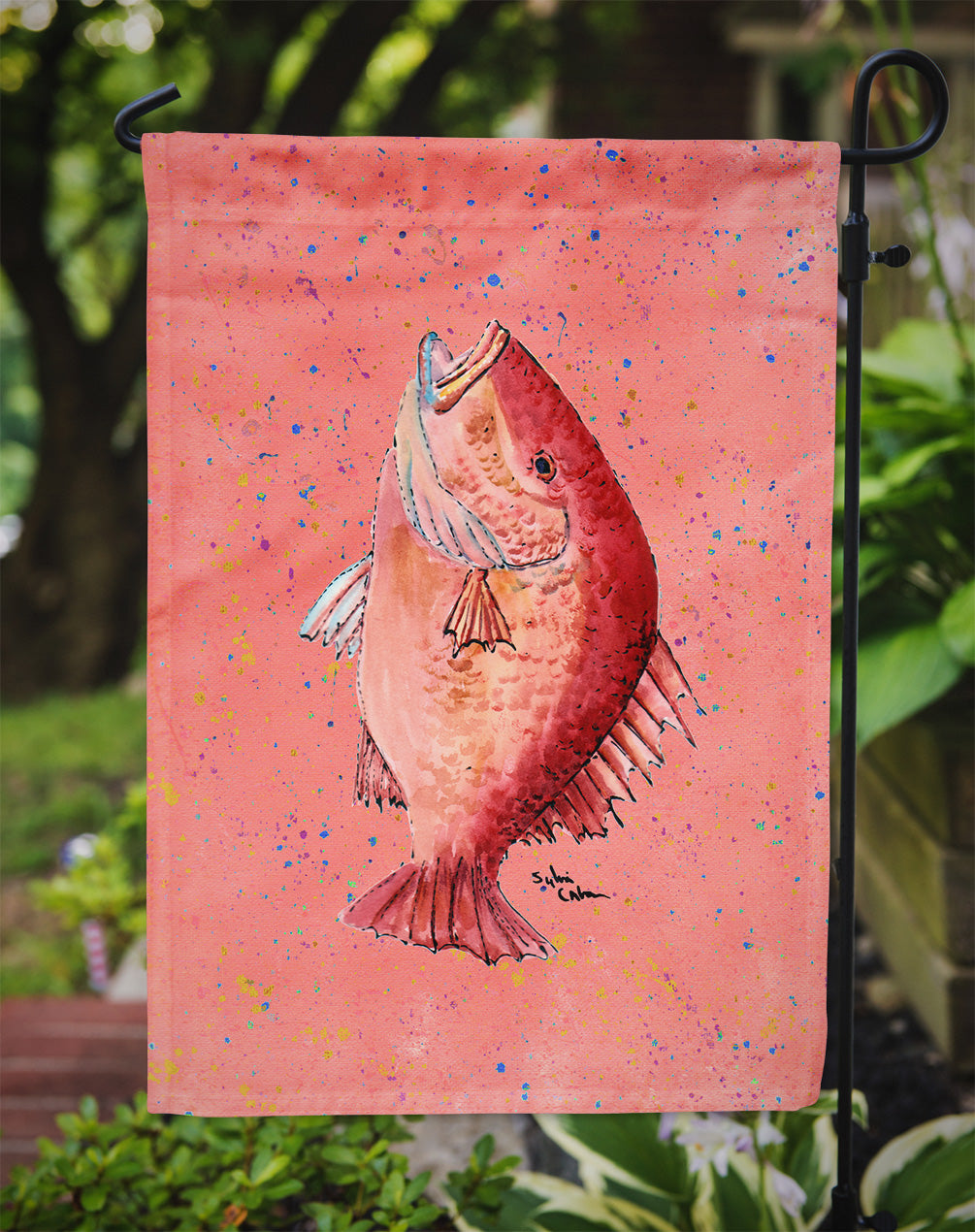 Fish Strawberry Snapper Flag Garden Size.