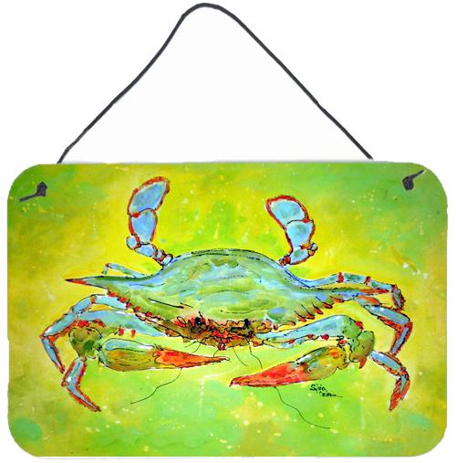 Bright Green Blue Crab Aluminium Metal Wall or Door Hanging Prints by Caroline's Treasures