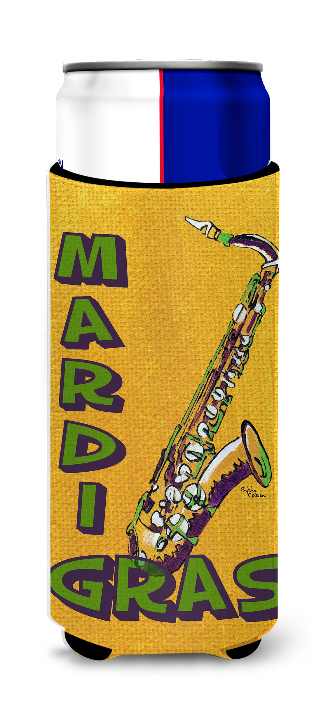 Mardi Gras and Saxaphone Ultra Beverage Insulators for slim cans 8366MUK.