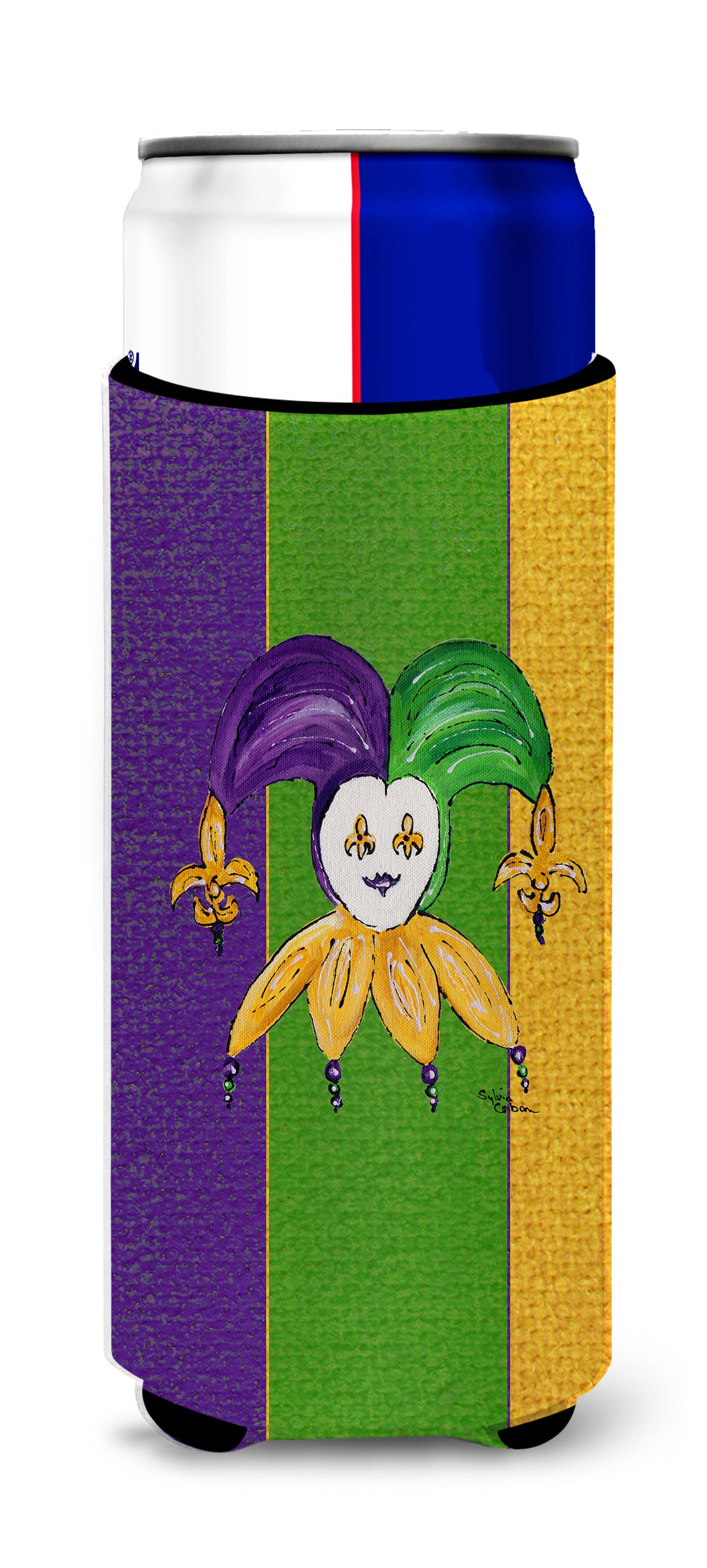 Jester Mardi Gras Ultra Beverage Insulators for slim cans 8368MUK.