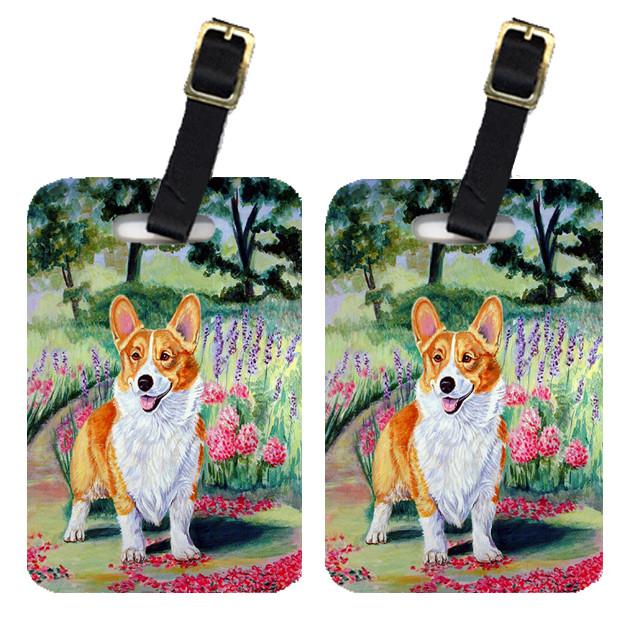 Pair of 2 Corgi Springtime in the Garden Luggage Tags by Caroline's Treasures