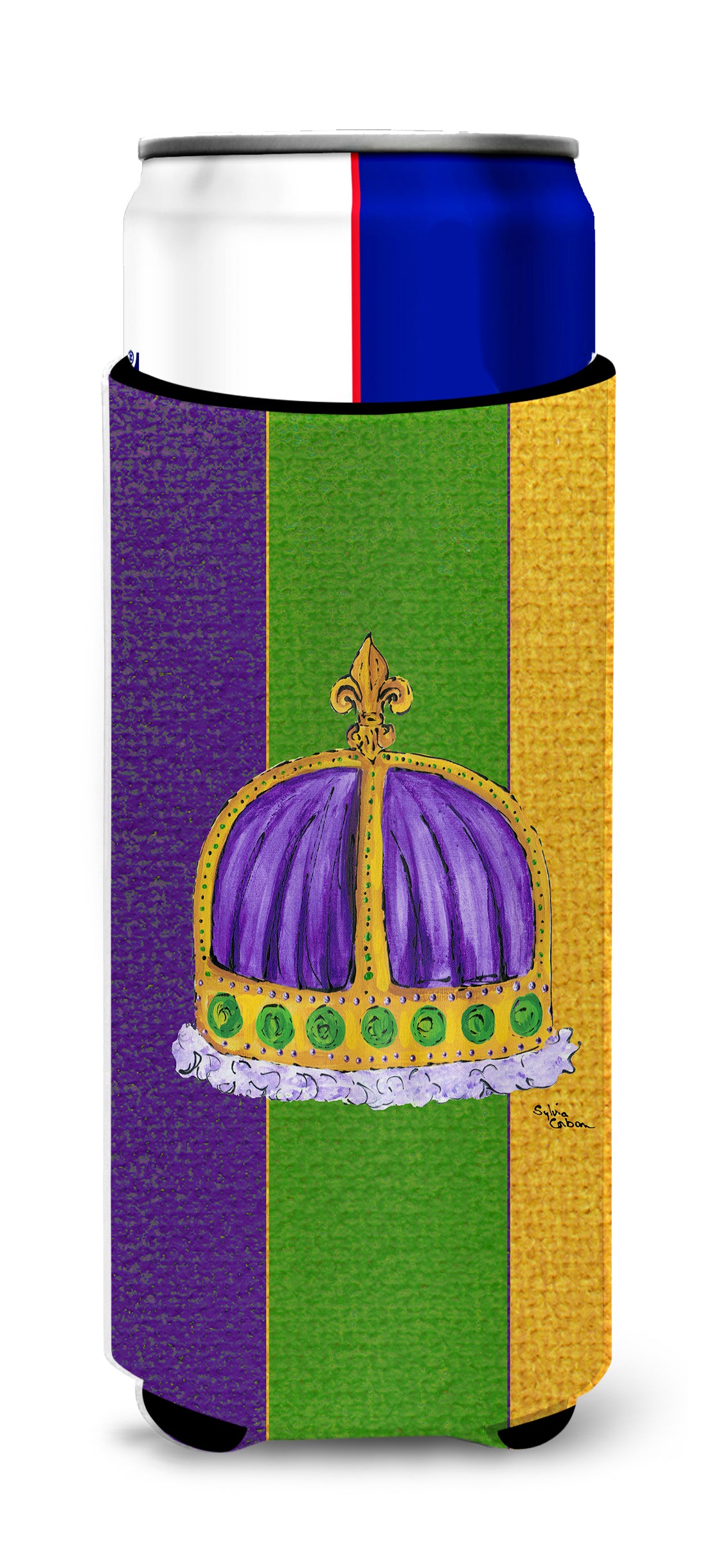 King's Crown Mardi Gras Ultra Beverage Insulators for slim cans 8371MUK.