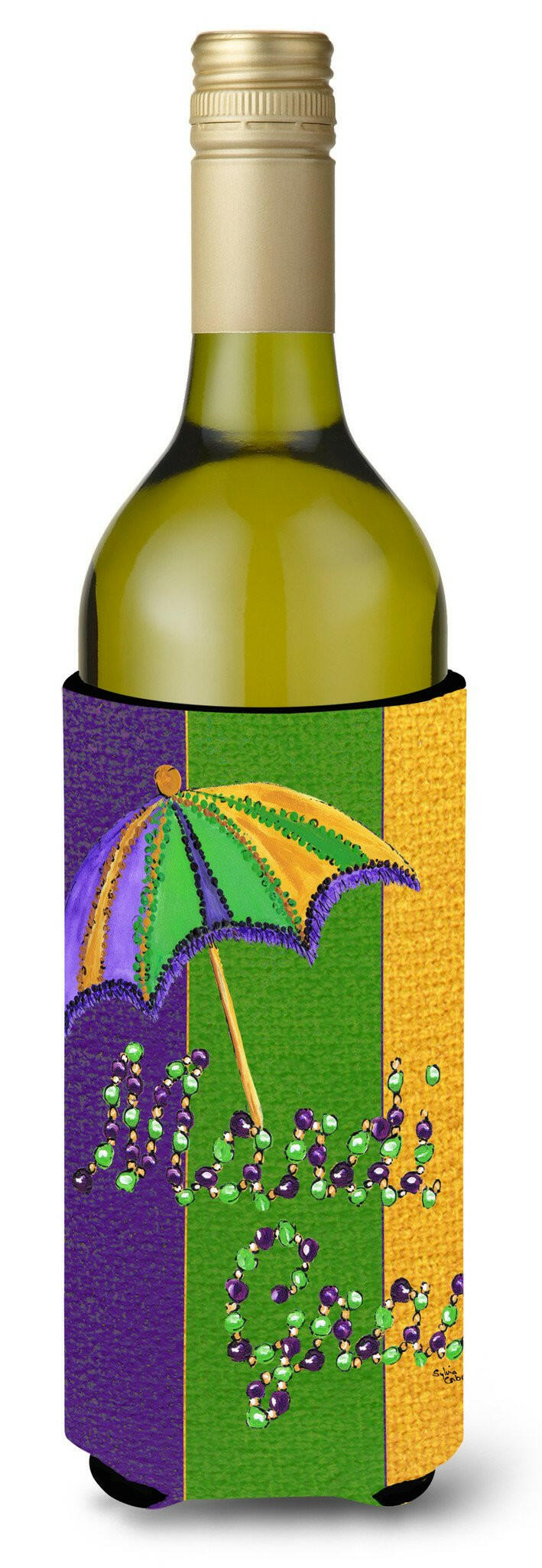 Mardi Gras Second line umbrella Wine Bottle Beverage Insulator Beverage Insulator Hugger by Caroline's Treasures