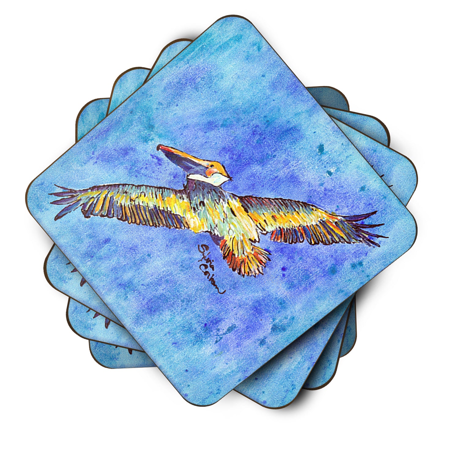 Set of 4 Bird - Pelican Foam Coasters - the-store.com