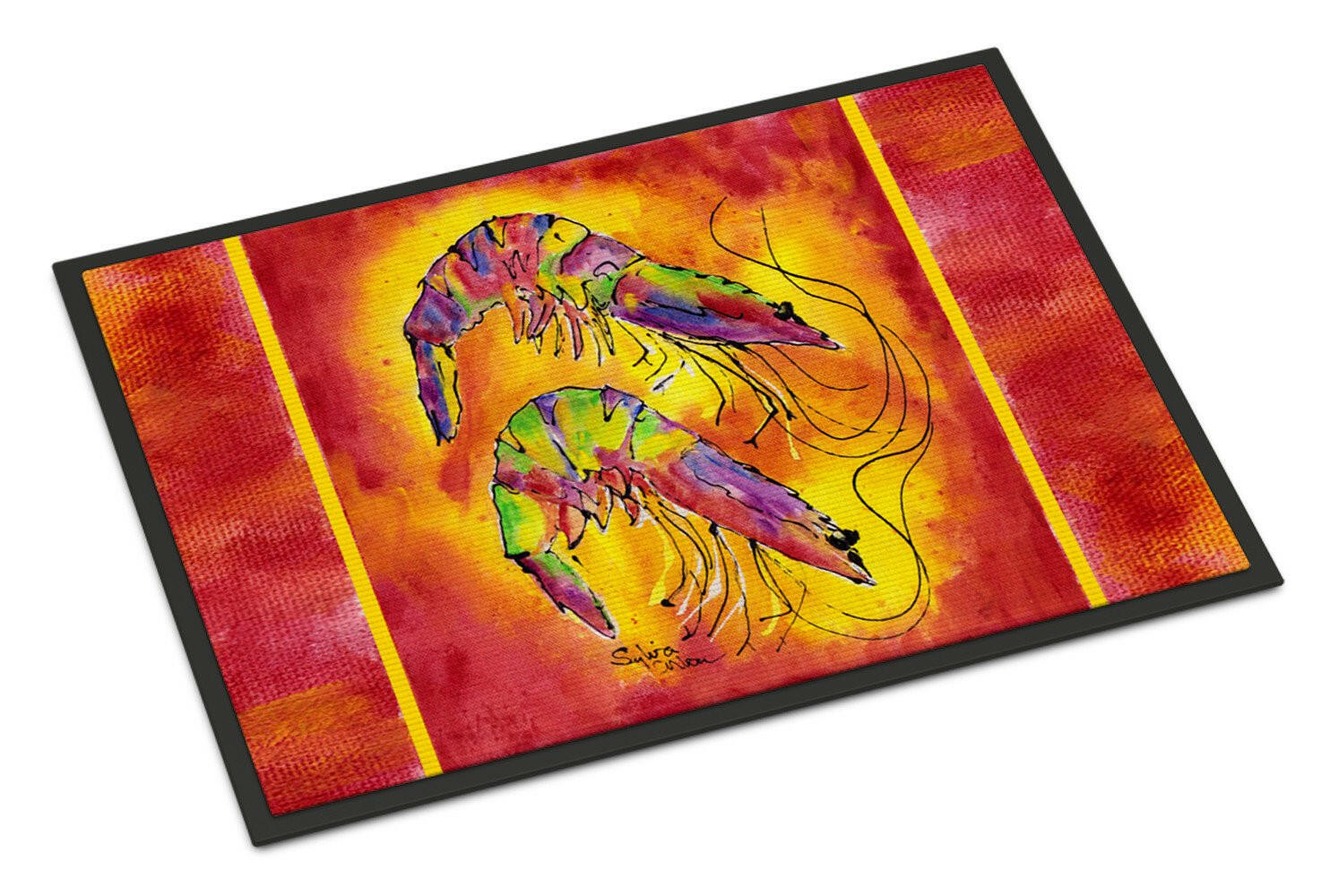 Bright Shrimp on Red Indoor or Outdoor Mat 24x36 - the-store.com