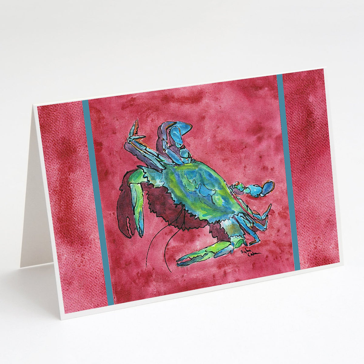 Buy this Blue Crab on Red Greeting Cards and Envelopes Pack of 8