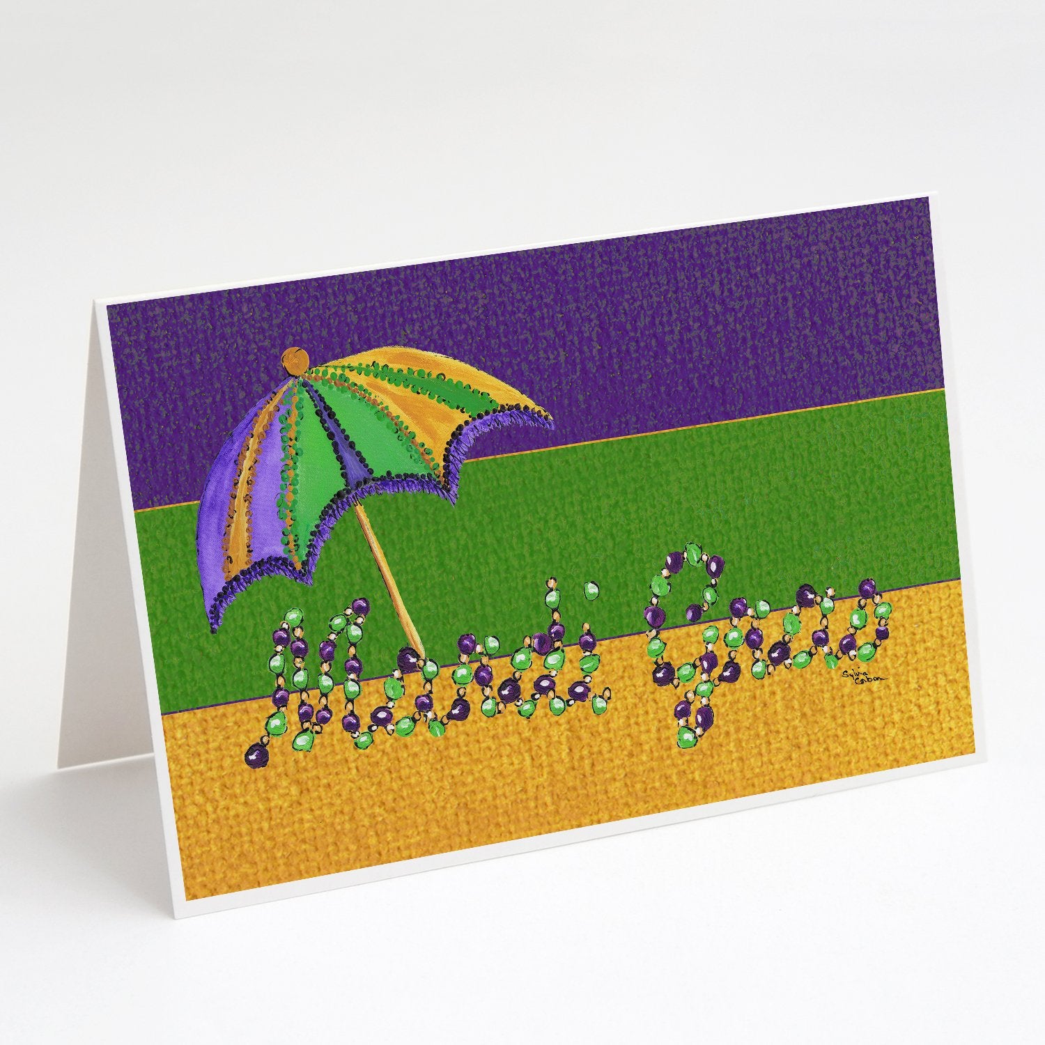 Buy this Mardi Gras Beads and Umbrella Greeting Cards and Envelopes Pack of 8