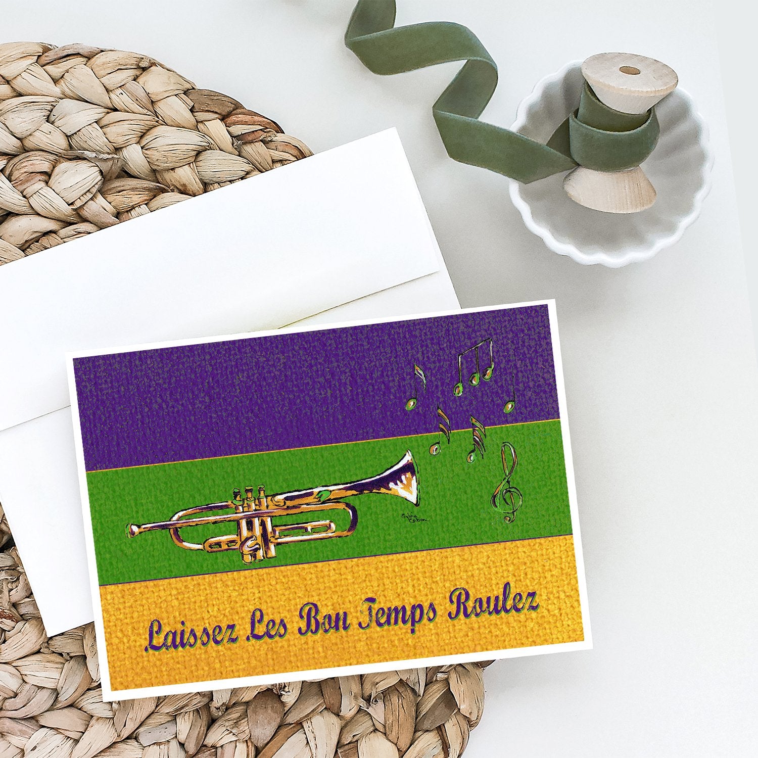 Buy this Mardi Gras Jazz Trumpet Greeting Cards and Envelopes Pack of 8