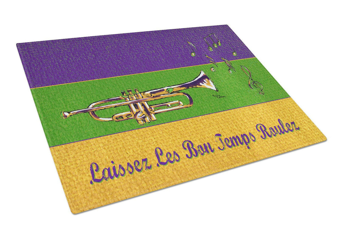 Mardi Gras and Trumpet Glass Cutting Board by Caroline&#39;s Treasures