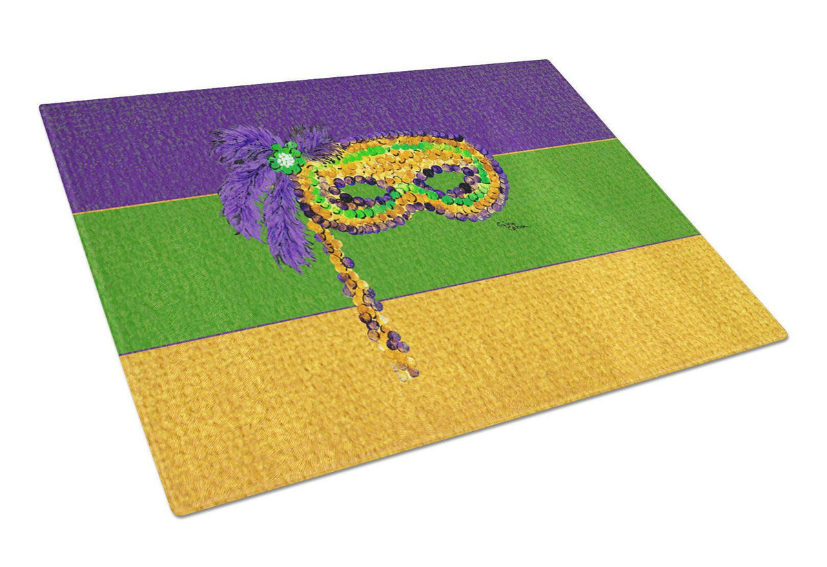 Mardi Gras Mask Glass Cutting Board by Caroline&#39;s Treasures