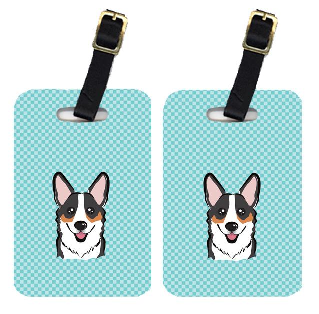 Pair of Checkerboard Blue Corgi Luggage Tags BB1193BT by Caroline's Treasures