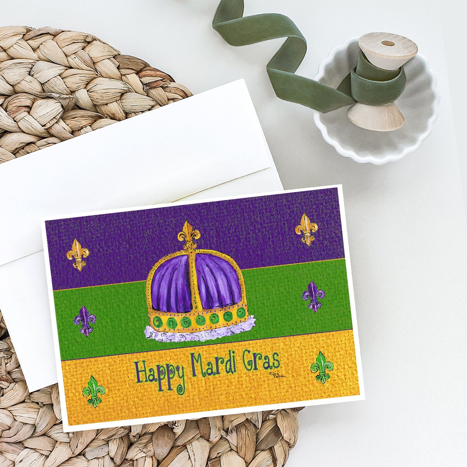 Buy this Happy Mardi Gras Crown Greeting Cards and Envelopes Pack of 8