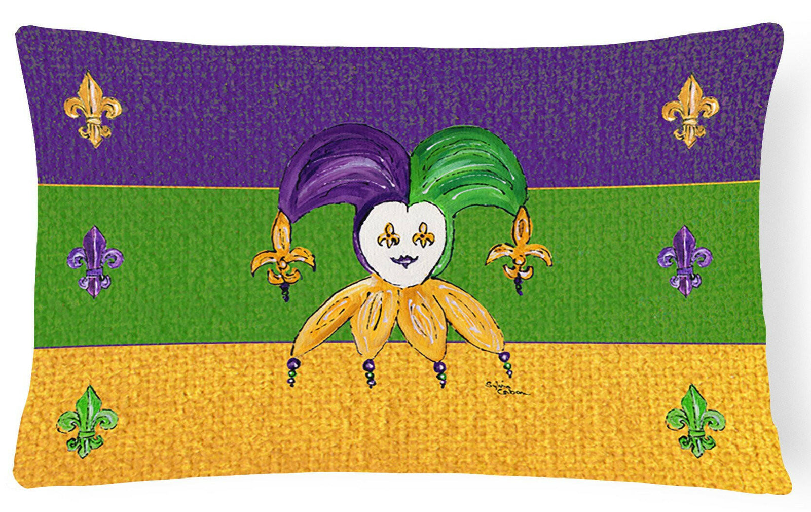 Mardi Gras   Canvas Fabric Decorative Pillow by Caroline's Treasures