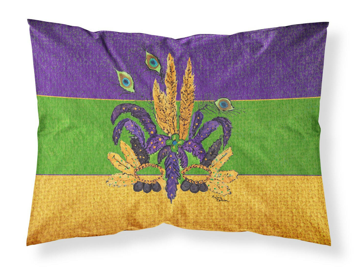 Mardi Gras Mask Moisture wicking Fabric standard pillowcase by Caroline's Treasures