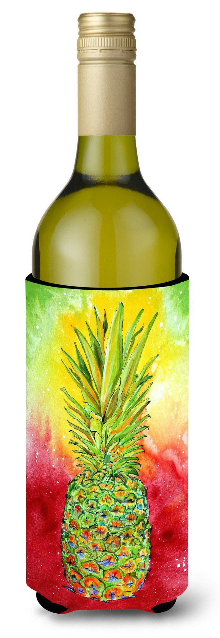 Pineapple Wine Bottle Beverage Insulator Beverage Insulator Hugger 8395LITERK by Caroline's Treasures