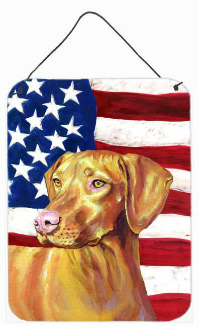 USA American Flag with Vizsla Aluminium Metal Wall or Door Hanging Prints by Caroline's Treasures