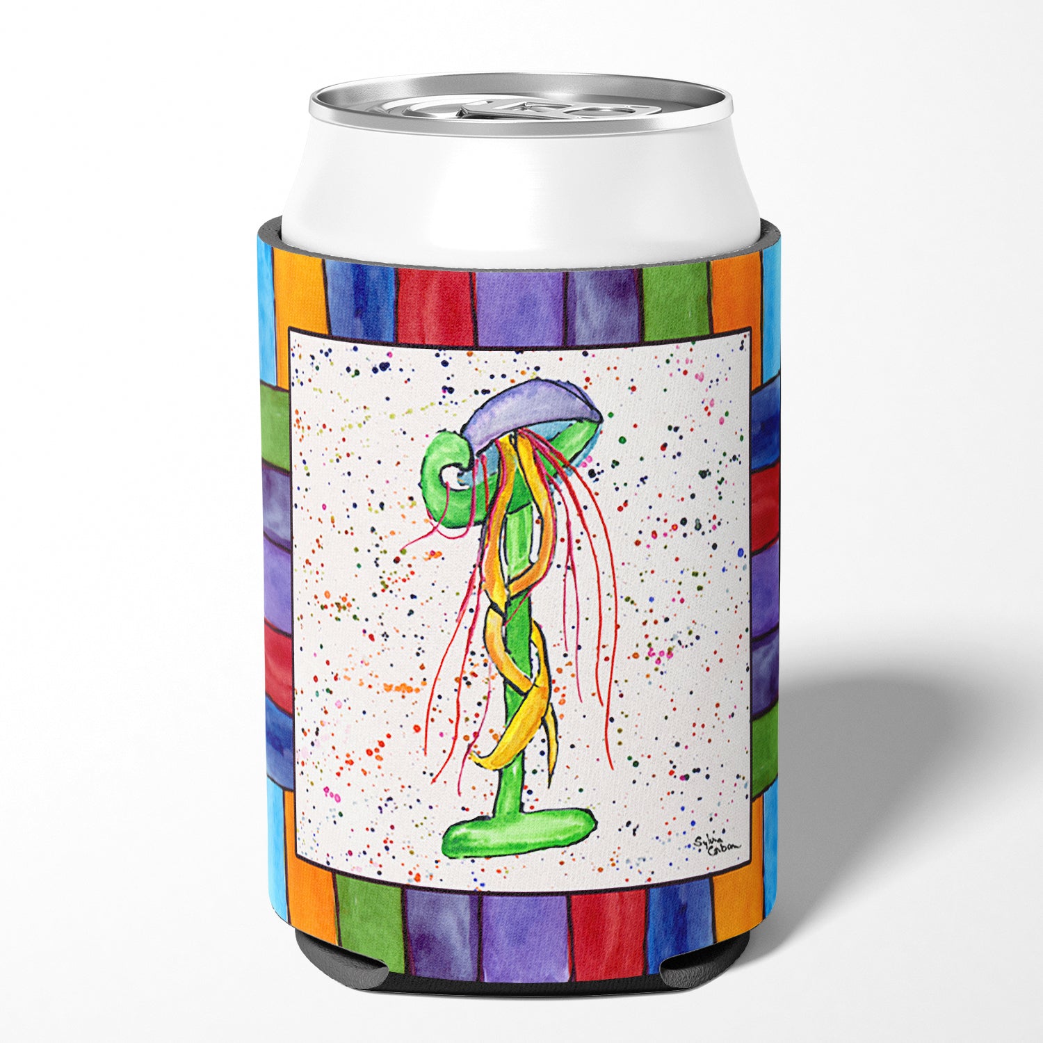 Letter I with  Jellyfish Can or Bottle Beverage Insulator Hugger 8432.