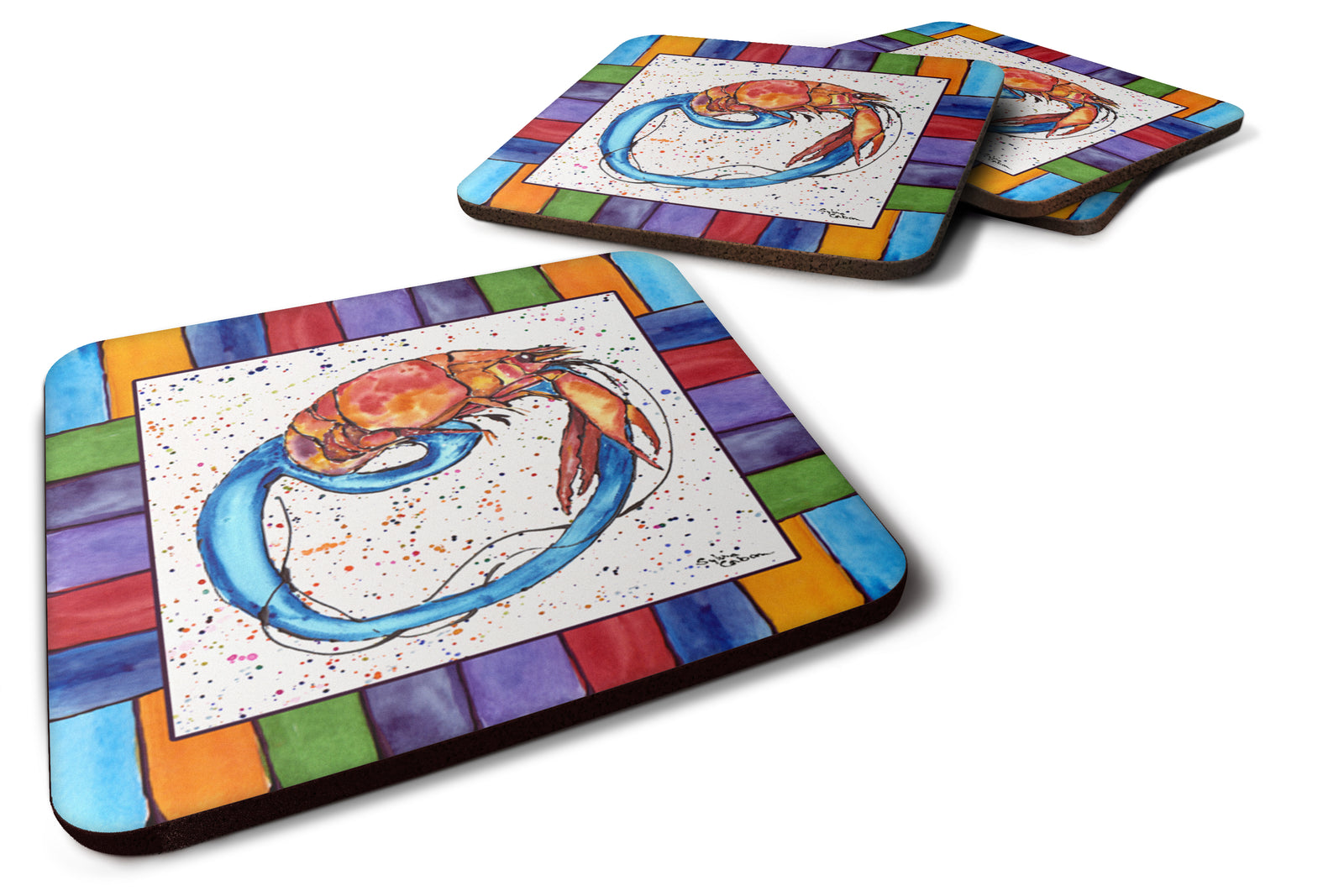 Set of 4 Beach and Seafood Foam Coasters - the-store.com