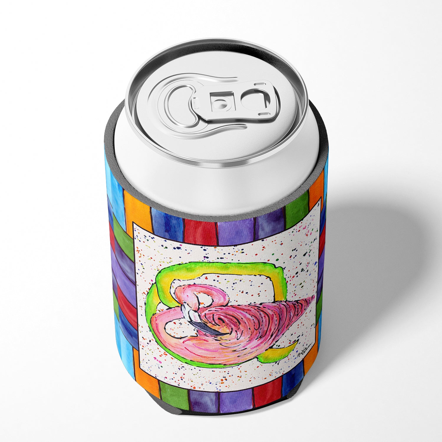 Letter Q with  Flamingo Can or Bottle Beverage Insulator Hugger 8440.