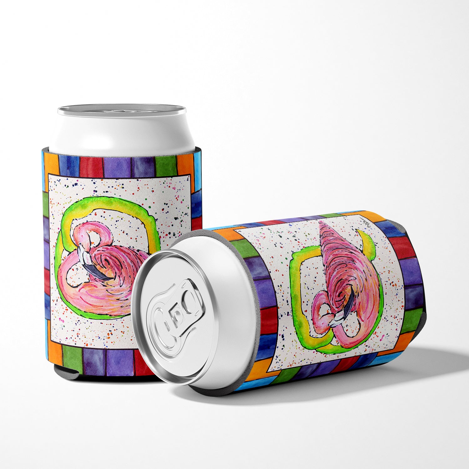 Letter Q with  Flamingo Can or Bottle Beverage Insulator Hugger 8440.