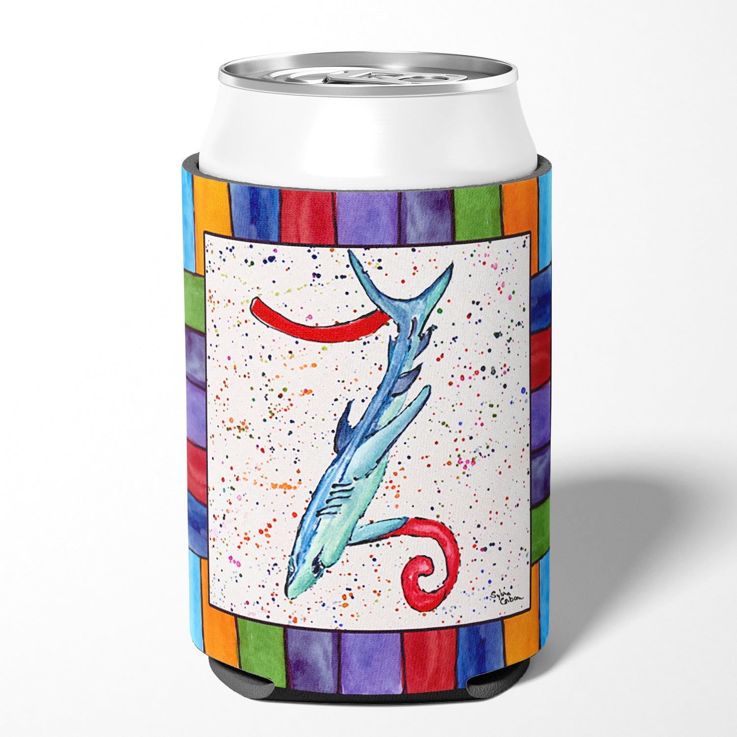 Letter Z with  Shark Can or Bottle Beverage Insulator Hugger 8449.