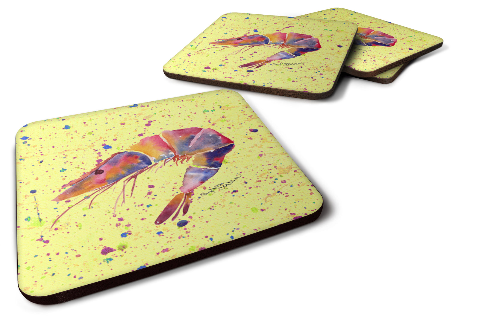 Set of 4 Shrimp Foam Coasters - the-store.com