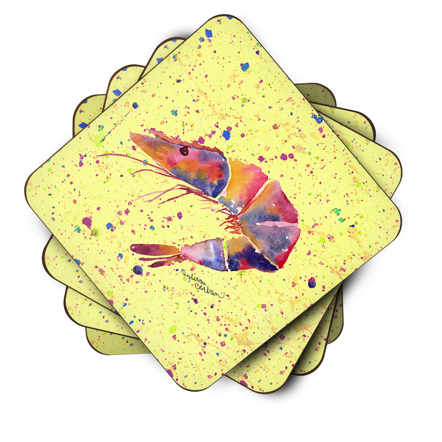 Set of 4 Shrimp Foam Coasters - the-store.com