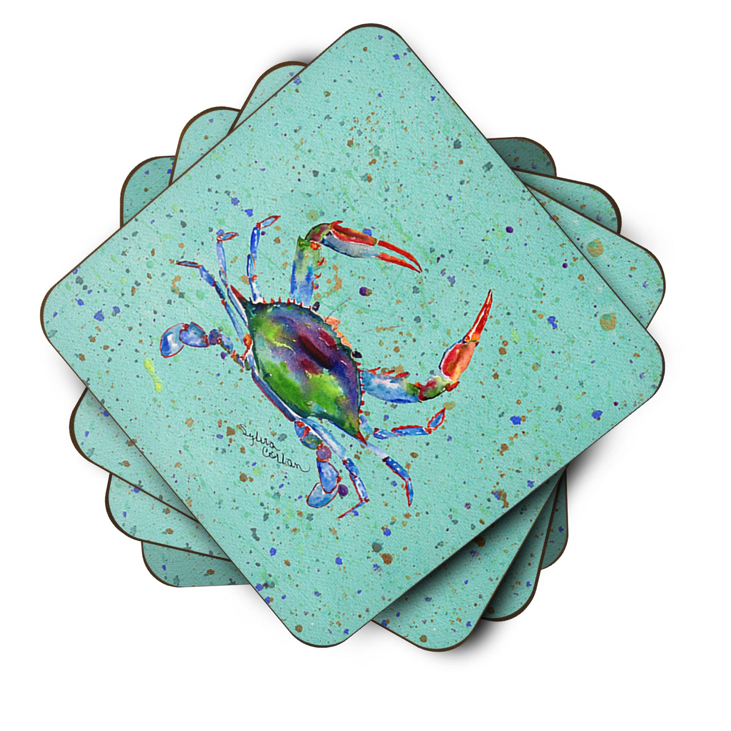 Set of 4 Crab Foam Coasters - the-store.com