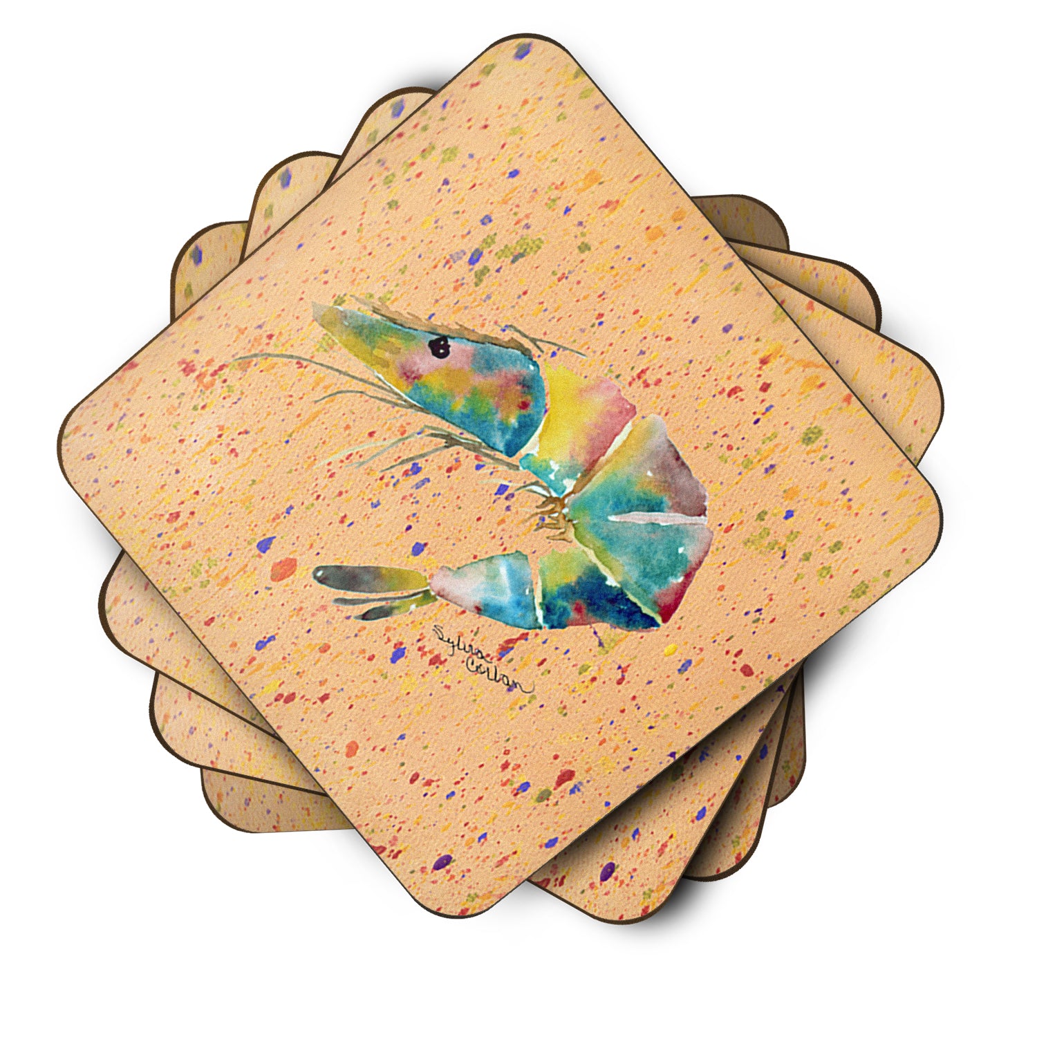 Set of 4 Shrimp Foam Coasters - the-store.com