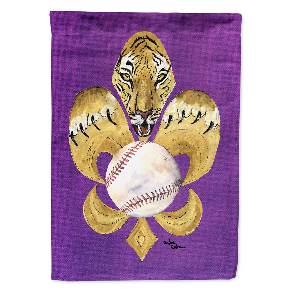 Tiger Fleur de lis Baseball Flag Canvas House Size  the-store.com.