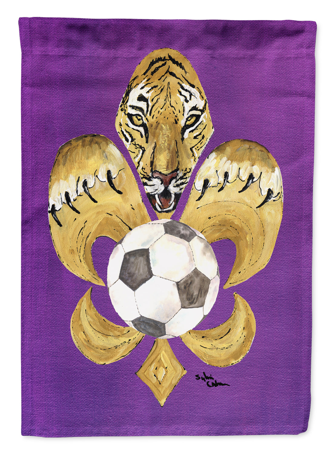 Tiger Soccer  Fleur de lis Flag Garden Size.