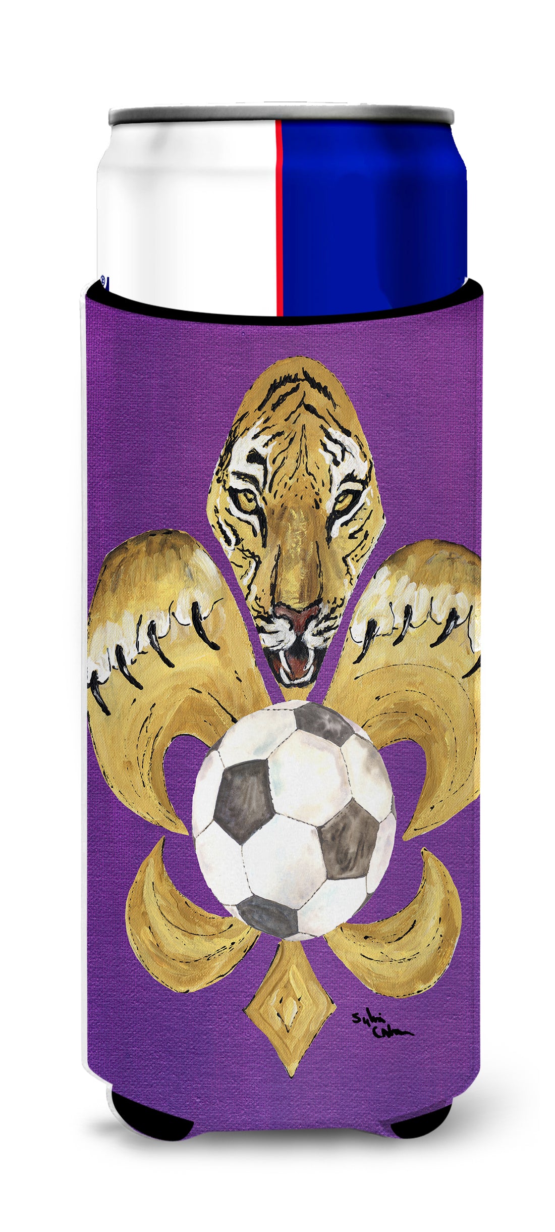 Tiger Fleur de lis Soccer Ultra Beverage Insulators for slim cans 8477MUK.