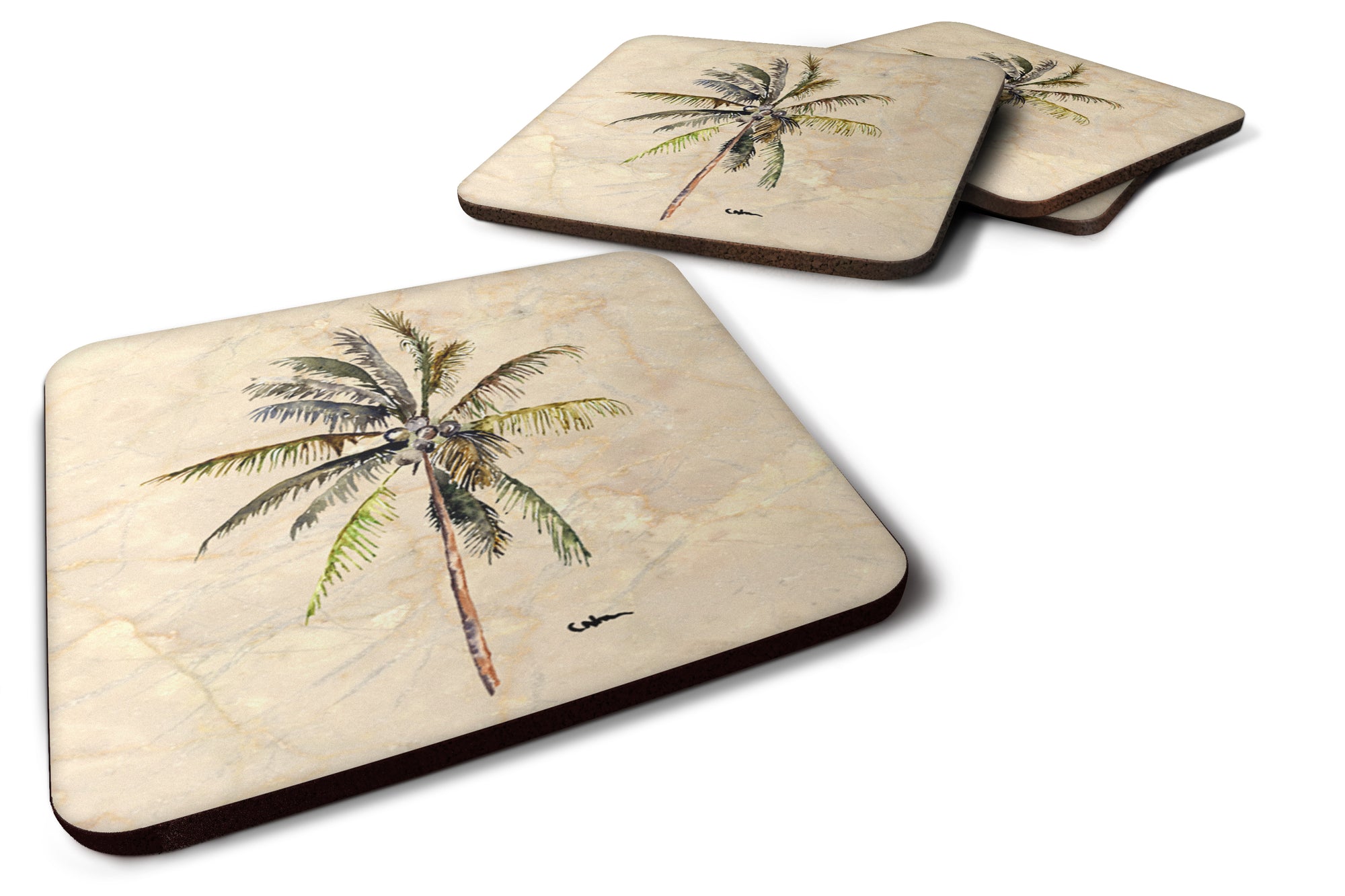 Set of 4 Tree - Palm Tree Foam Coasters - the-store.com