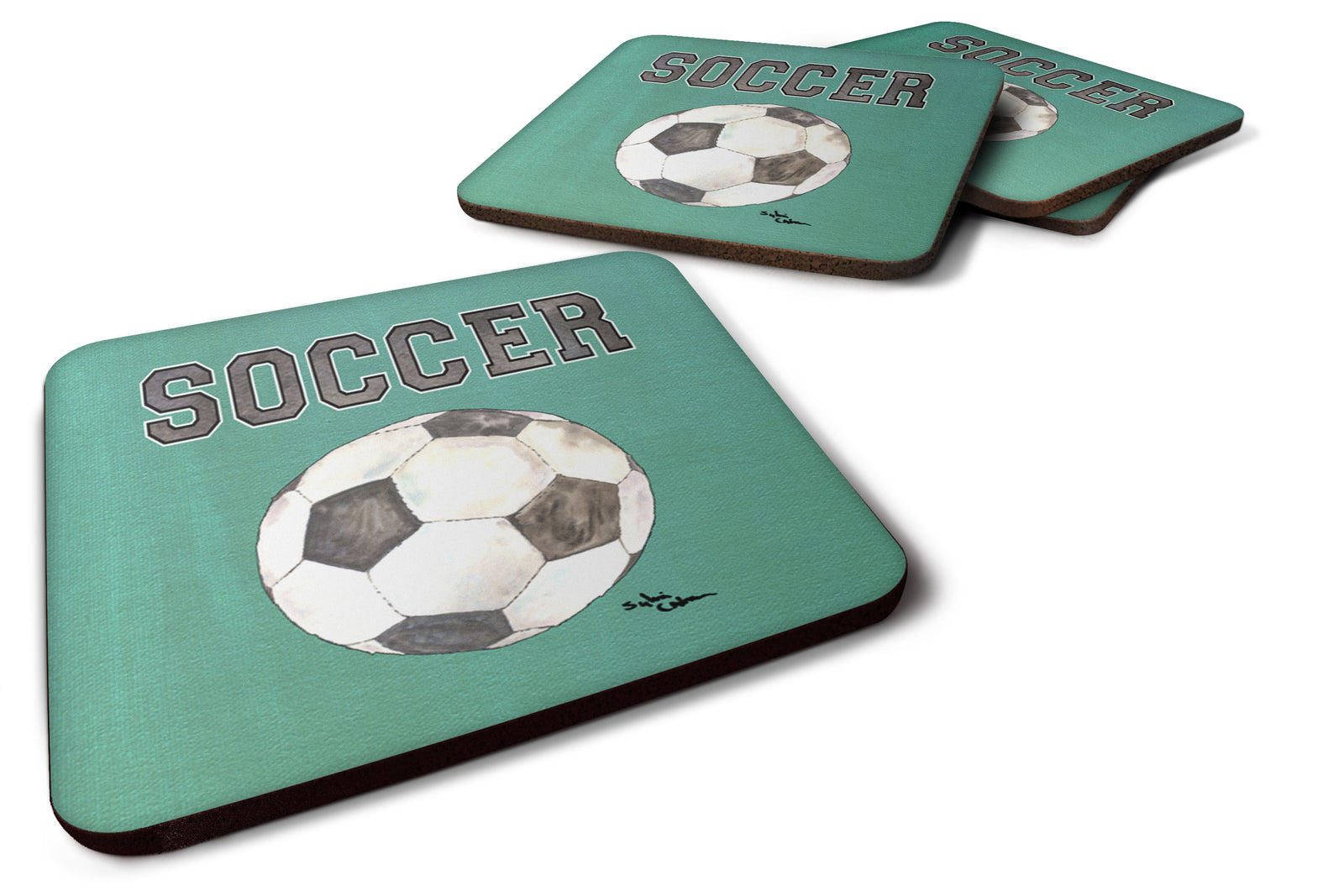 Set of 4 Soccer Foam Coasters - the-store.com