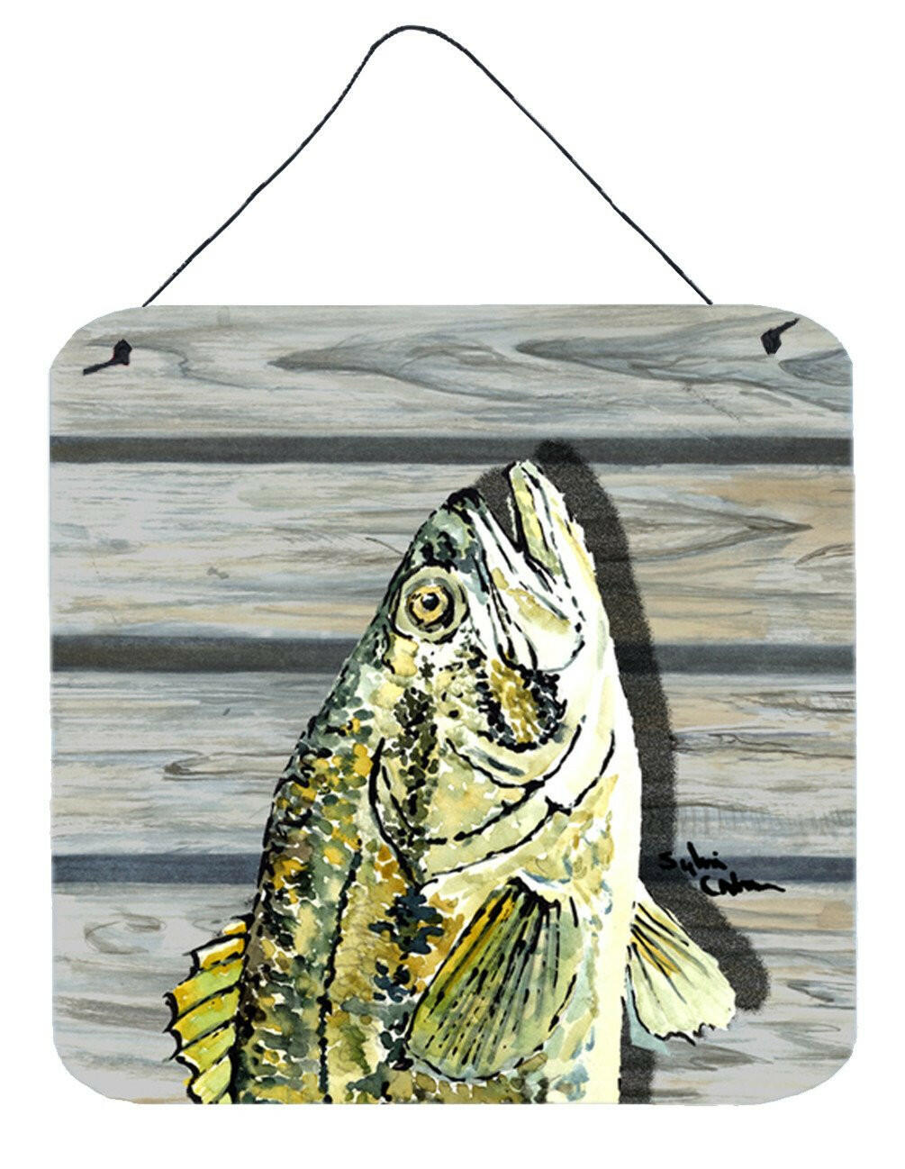 Small Mouth Bass Aluminium Metal Wall or Door Hanging Prints by Caroline's Treasures