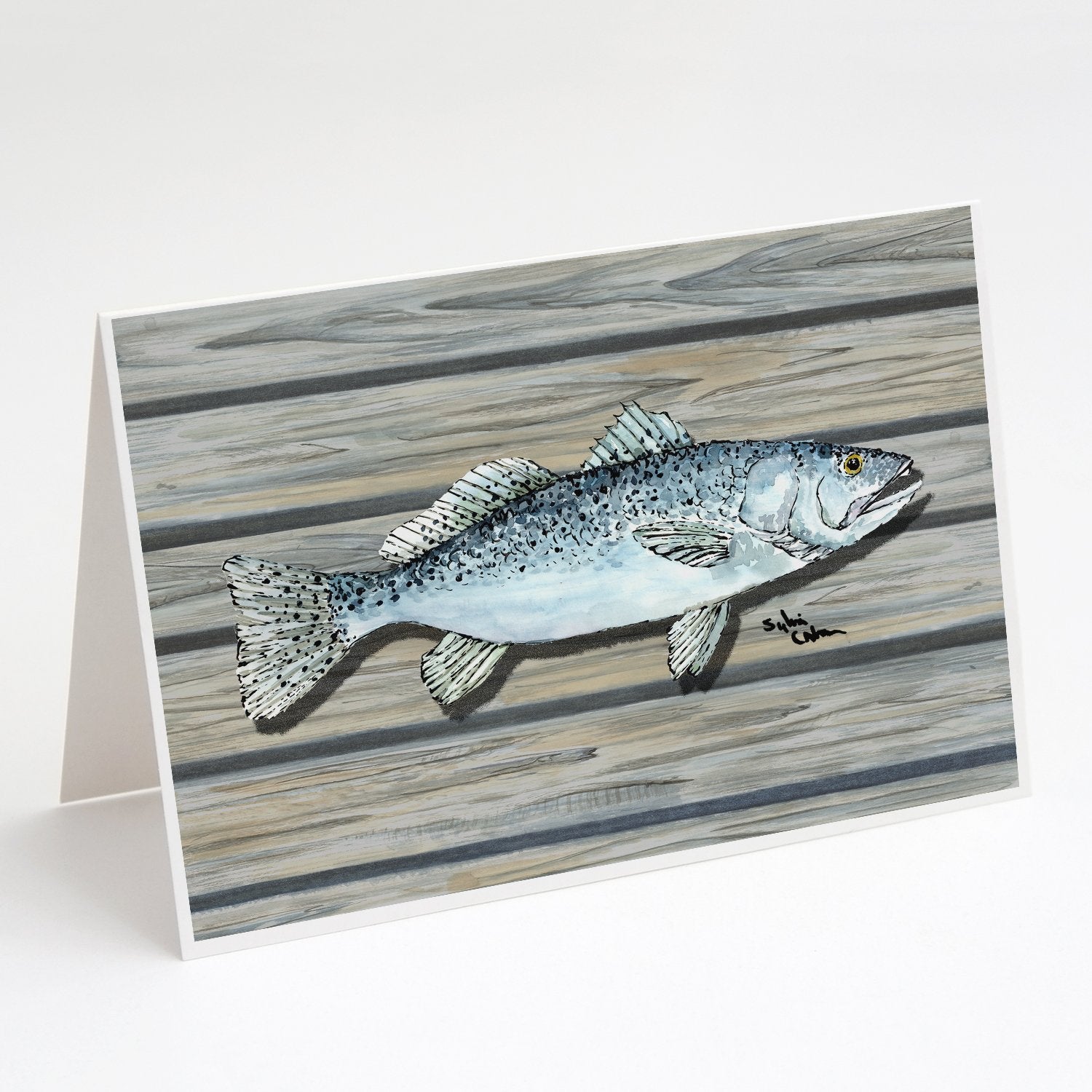 Buy this Speckled Trout Fish on Pier Greeting Cards and Envelopes Pack of 8