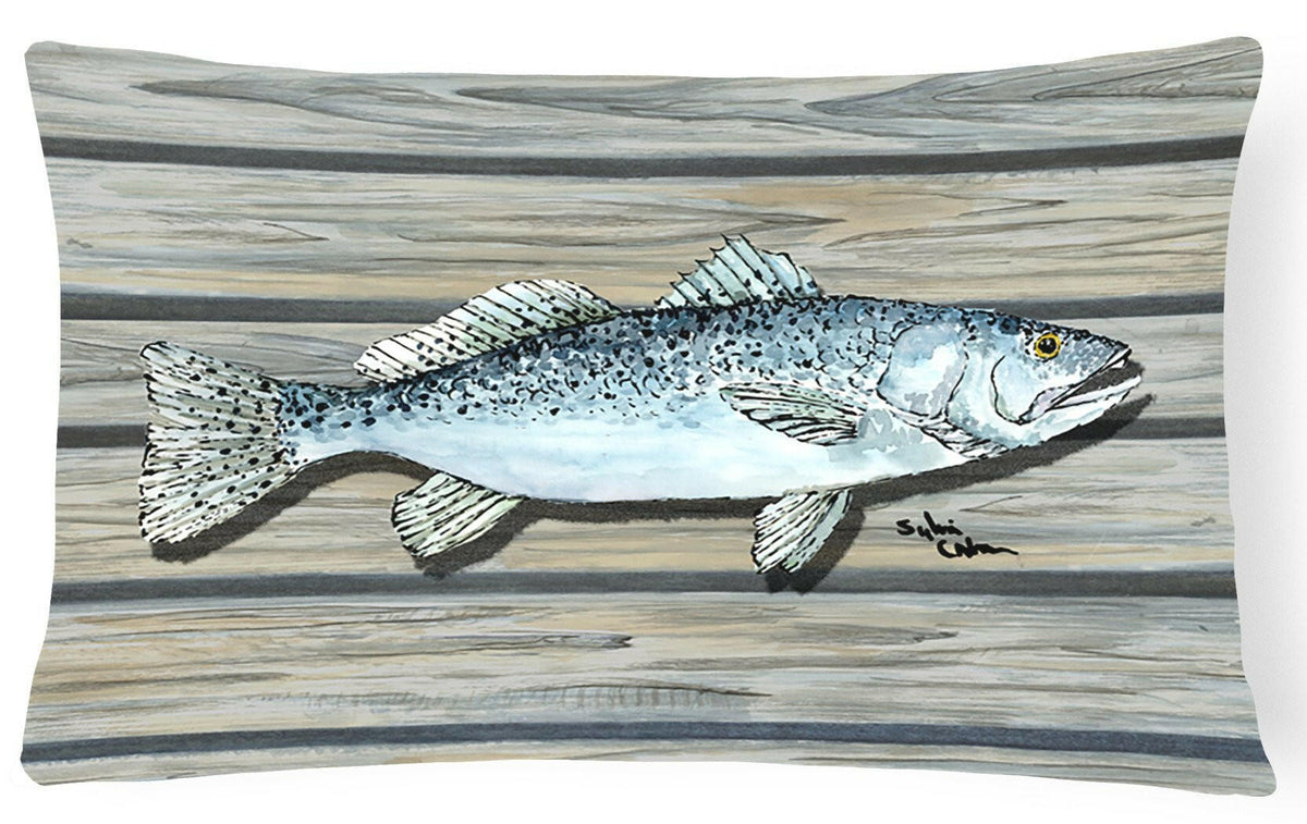 Fish Speckled Trout   Canvas Fabric Decorative Pillow by Caroline&#39;s Treasures