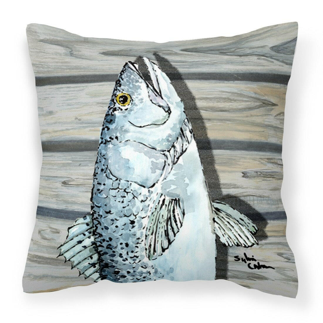 Fish Speckled Trout Fabric Decorative Pillow 8494PW1414 - the-store.com