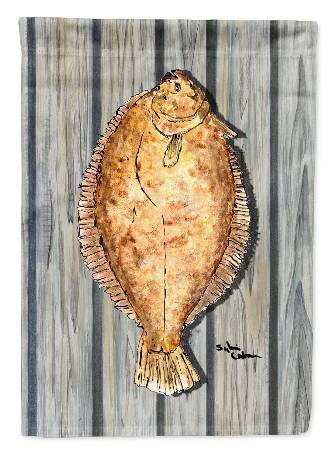 Fish Flounder Flag Canvas House Size  the-store.com.