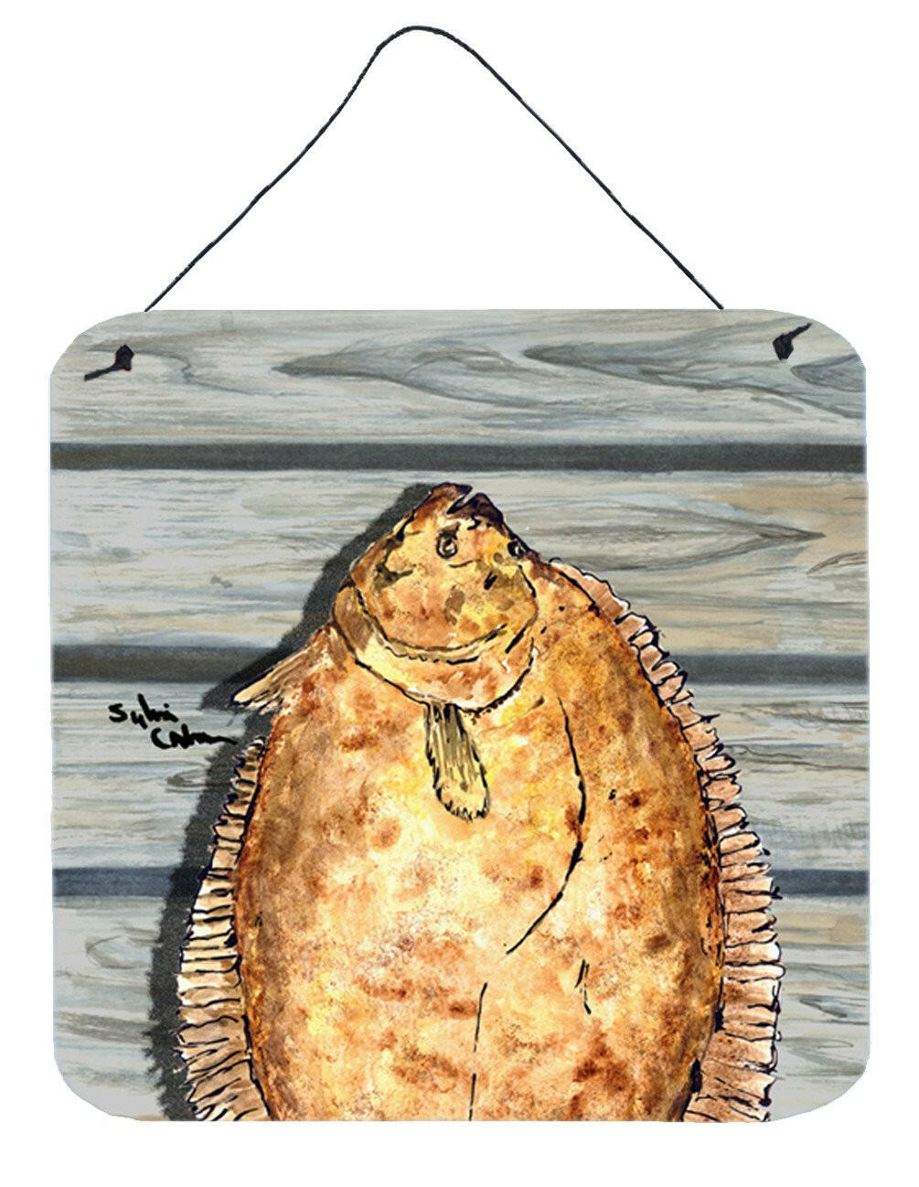 Flounder Aluminium Metal Wall or Door Hanging Prints by Caroline's Treasures