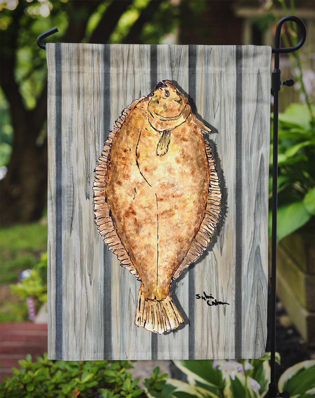 Fish Flounder Flag Garden Size.