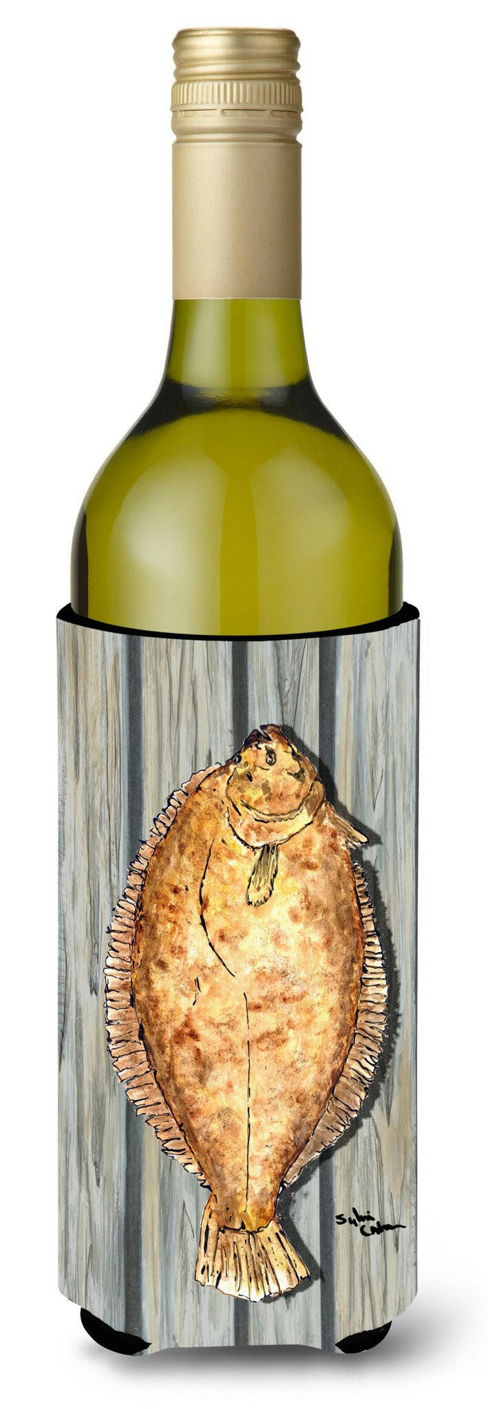 Fish Flounder Wine Bottle Beverage Insulator Beverage Insulator Hugger by Caroline's Treasures