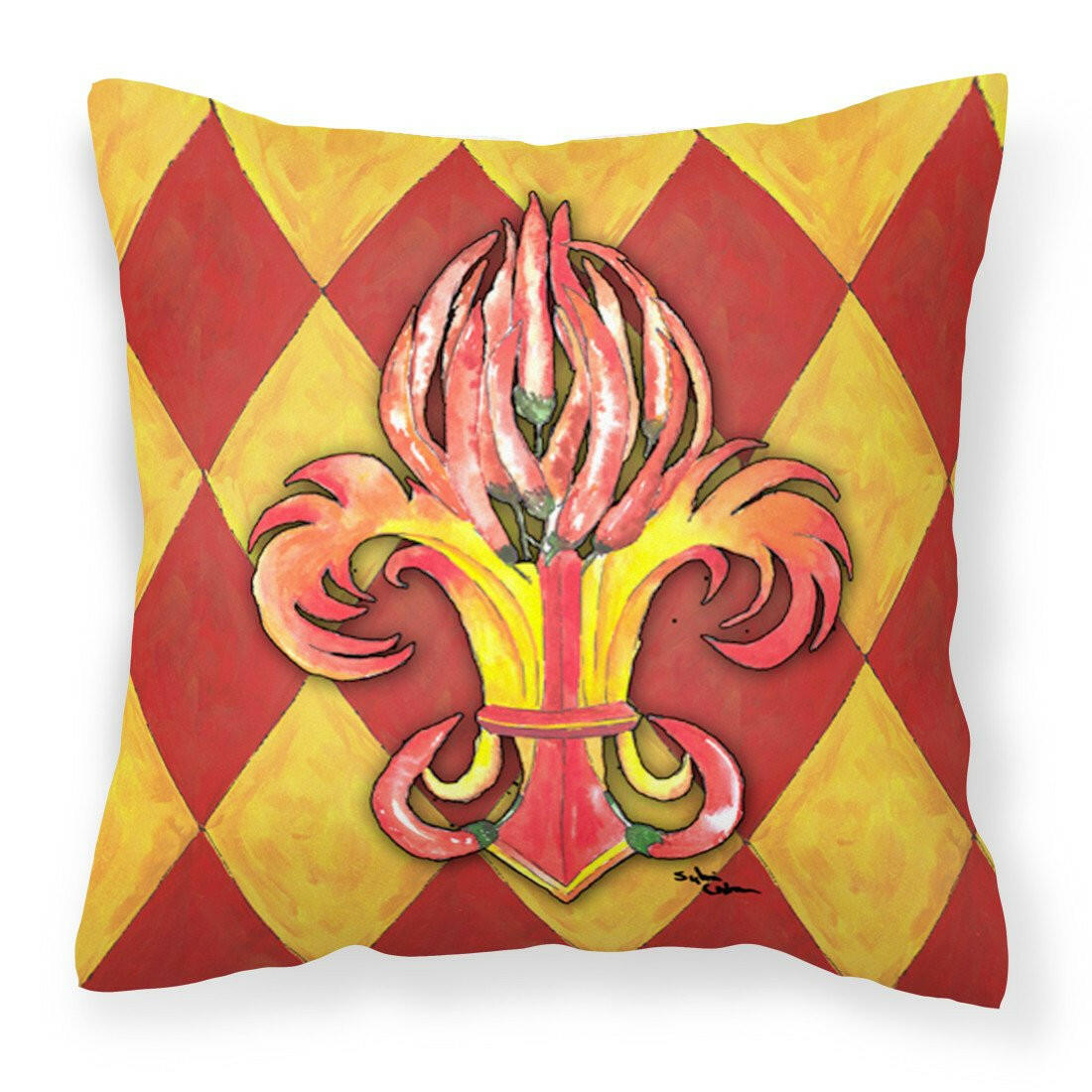 Peppers Fleur de lis Fabric Decorative Pillow 8499PW1414 - the-store.com