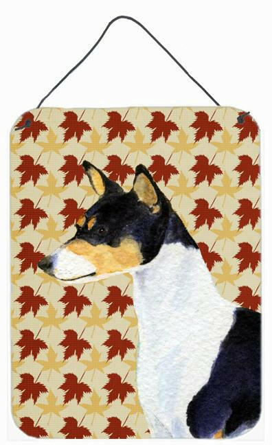 Basenji Fall Leaves Portrait Aluminium Metal Wall or Door Hanging Prints by Caroline's Treasures