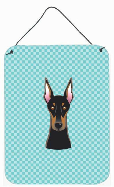 Checkerboard Blue Doberman Wall or Door Hanging Prints BB1183DS1216 by Caroline's Treasures