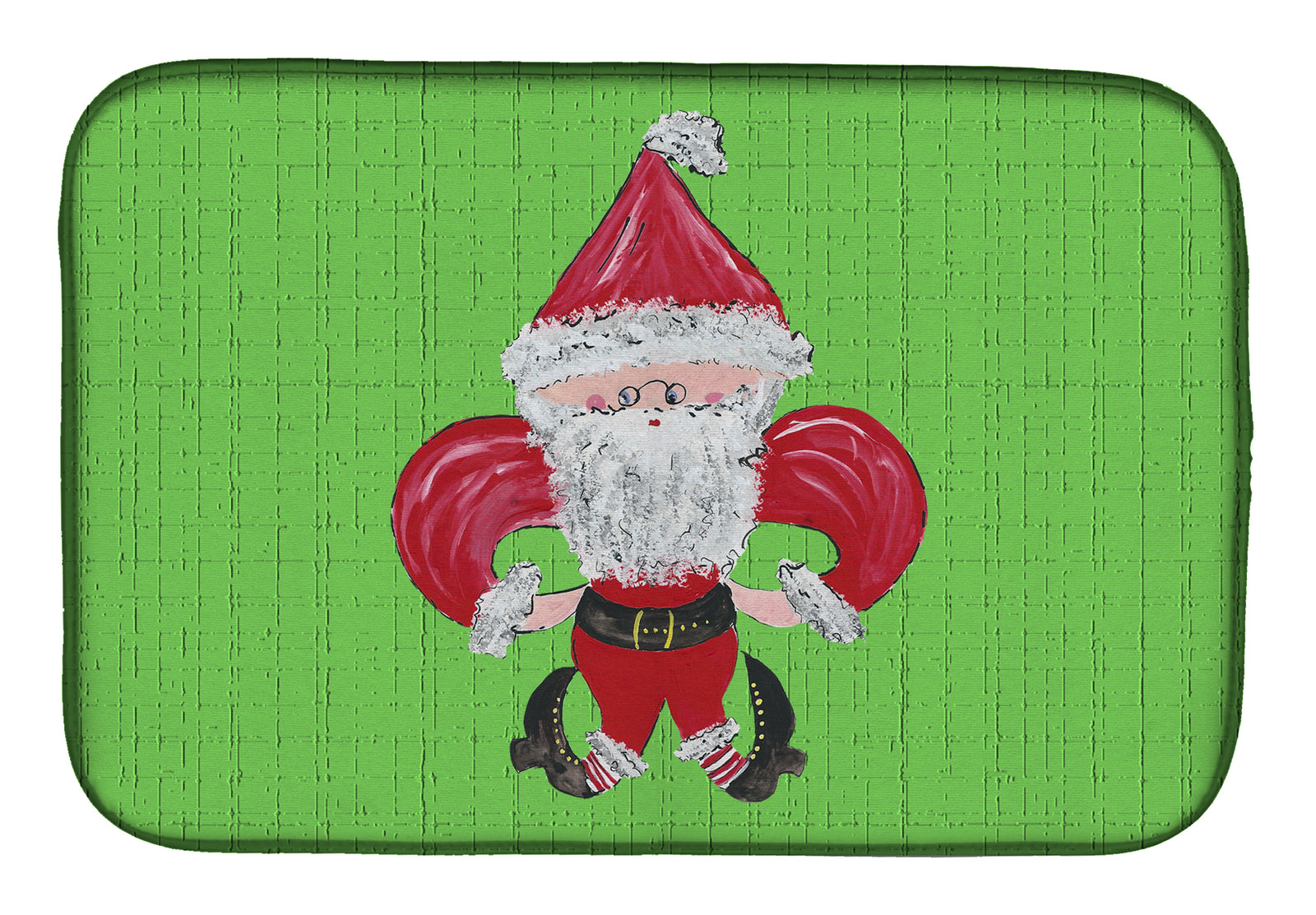 Christmas Fleur de lis Santa Claus Dish Drying Mat 8500DDM  the-store.com.